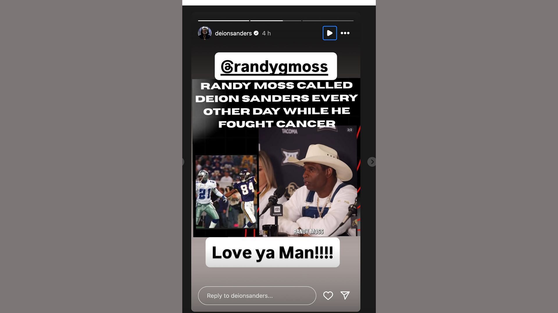 Deion Sanders IG story (@deionsanders Instagram)